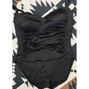 Sonnet Shores Womens Black One Piece Swimsuit Size 22W Slimming Adjustable Strap
